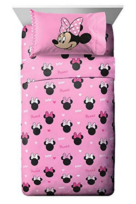 Disney Minnie Mouse Twin Sheet Set - 100% Polyester, Blue, 3 Piece