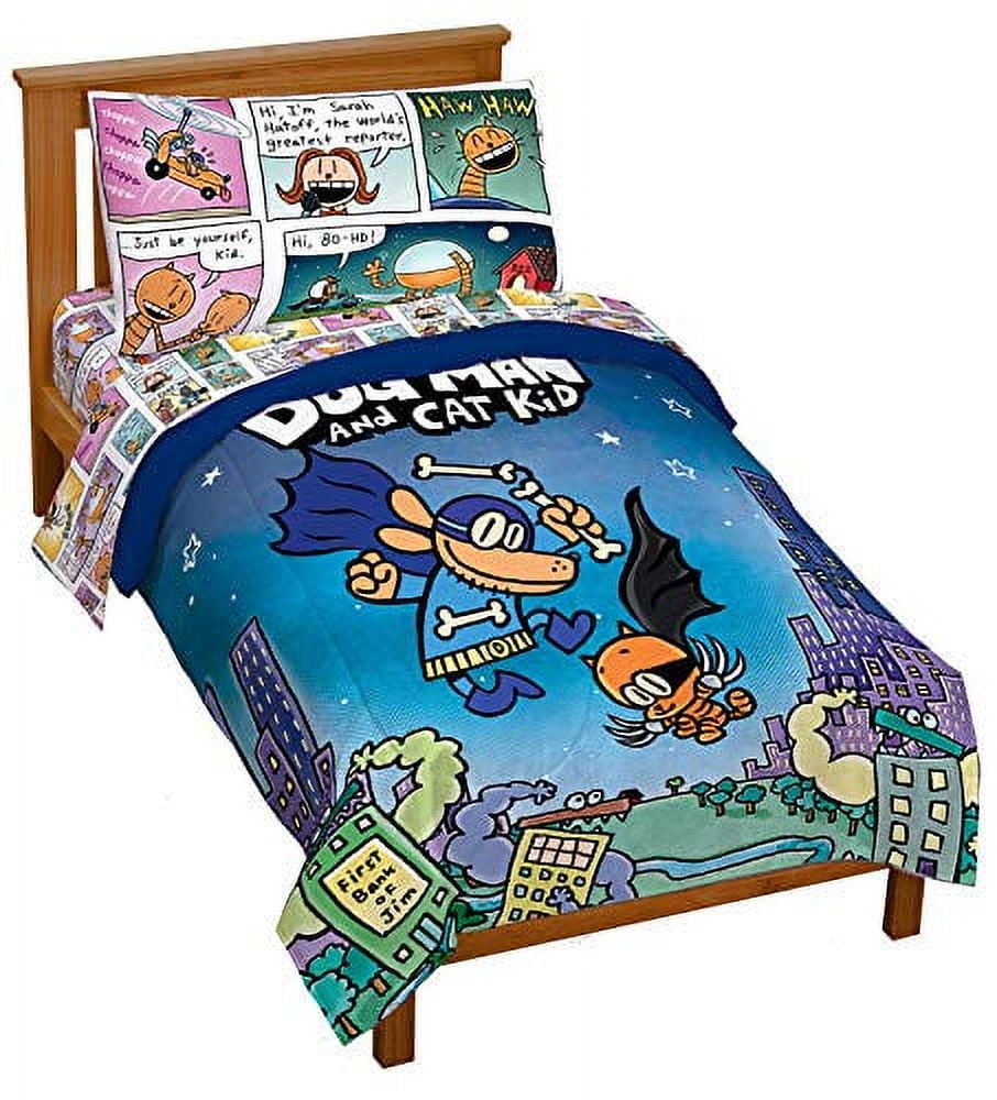 Jay Franco's Dog Man & Supa Buddies Cartoon 4-Piece Toddler Bedding Set ...
