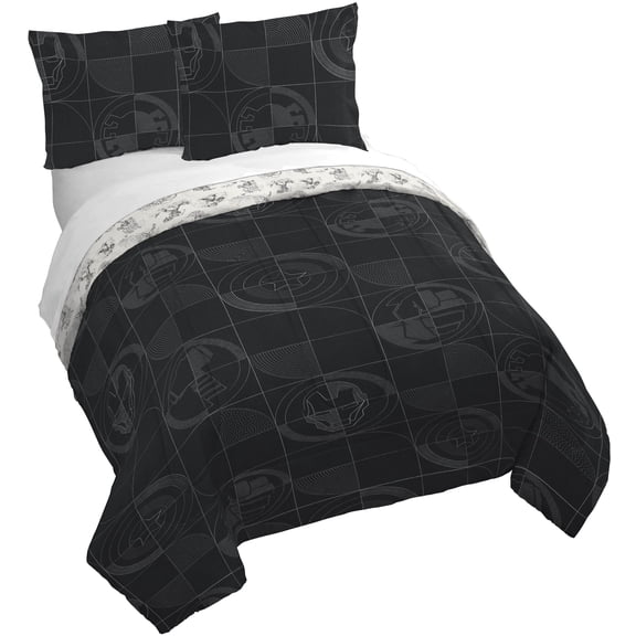 Jay Franco Kids Duvet Cover Set with Sham & Pillowcase  Ultra-Soft Bedding for Room Decor, Cover ONLY Comforter NOT Included, Black - Marvel Comics, 3 Piece Full
