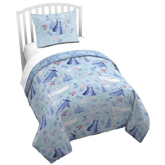 Jay Franco Kids Duvet Cover Set with Sham & Pillowcase  Ultra-Soft Bedding for Room Decor, Cover ONLY Comforter NOT Included, Blue - Frozen, 2 Piece Twin