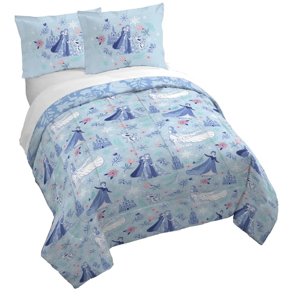 Jay Franco Kids Duvet Cover Set with Sham & Pillowcase Ultra-Soft Bedding for Room Decor, Cover ONLY Comforter NOT Included, Blue - Frozen, 3 Piece Queen