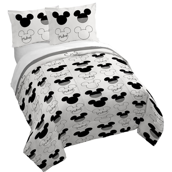 Jay Franco Kids Duvet Cover Set with Sham & Pillowcase  Ultra-Soft Bedding for Room Decor, Cover ONLY Comforter NOT Included, White - Mickey Mouse, 3 Piece Full