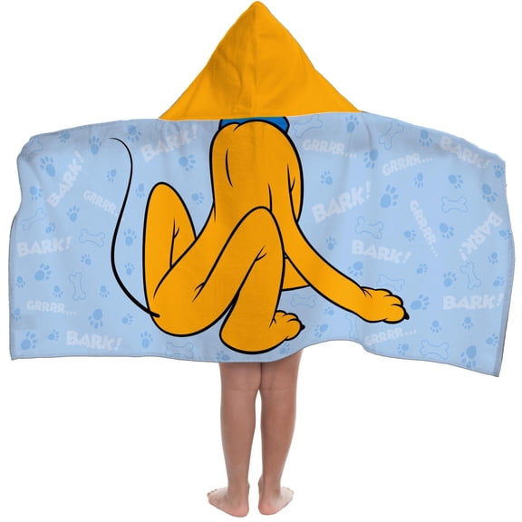 Jay Franco Kids Hooded Towel – 22" x 51" Super Soft Bath Wrap with 3D Hood, Beach, Pool & Travel, Official Licensed Product, Blue - Mickey and Friends Pluto