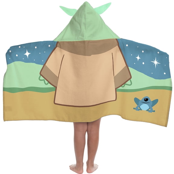 Jay Franco Kids Hooded Towel – 22" x 51" Super Soft Bath Wrap with 3D Hood, Beach, Pool & Travel, Official Licensed Product, Multi - The Mandalorian Baby Yoda