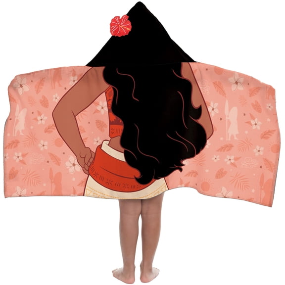 Jay Franco Kids Hooded Towel – 22" x 51" Super Soft Bath Wrap with 3D Hood, Beach, Pool & Travel, Official Licensed Product, Red - Moana