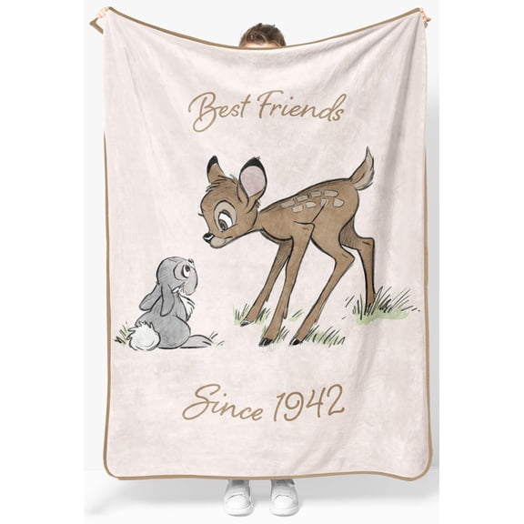 Jay Franco Kids Plush Throw Blanket  Soft & Cozy Fleece Throw for Bedroom & Couch Dcor, Official Licensed Product, Beige - Bambi, 46x60 - Throw Blanket