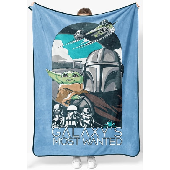 Jay Franco Kids Plush Throw Blanket Soft & Cozy Fleece Throw for Bedroom & Couch Dcor, Official Licensed Product, Blue - The Mandalorian, 46x60 - Throw Blanket