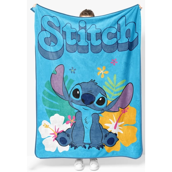 Jay Franco Kids Plush Throw Blanket  Soft & Cozy Fleece Throw for Bedroom & Couch Dcor, Official Licensed Product, Blue - Stitch, 46x60 - Throw Blanket