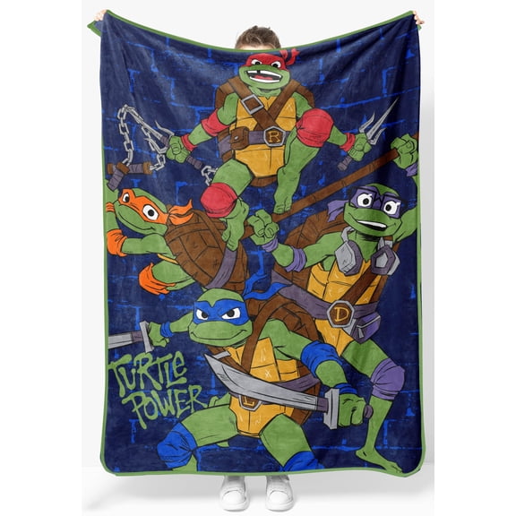 Jay Franco Kids Plush Throw Blanket  Soft & Cozy Fleece Throw for Bedroom & Couch Dcor, Official Licensed Product, Blue - Teenage Mutant Ninja Turtles, 46x60 - Throw Blanket