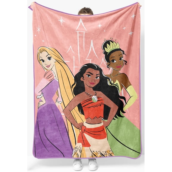 Jay Franco Kids Plush Throw Blanket  Soft & Cozy Fleece Throw for Bedroom & Couch Dcor, Official Licensed Product, Pink - Disney Princess, 46x60 - Throw Blanket