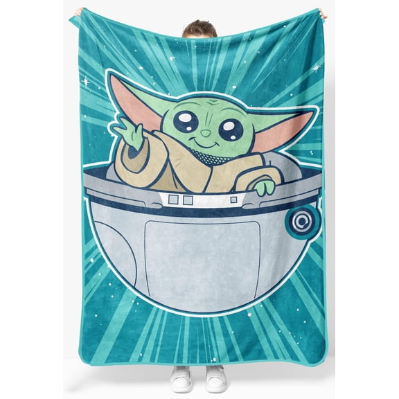 Jay Franco Kids Plush Throw Blanket Soft & Cozy Fleece Throw for Bedroom & Couch Dcor, Official Licensed Product, Teal - Mandalorian, 46x60 - Throw Blanket