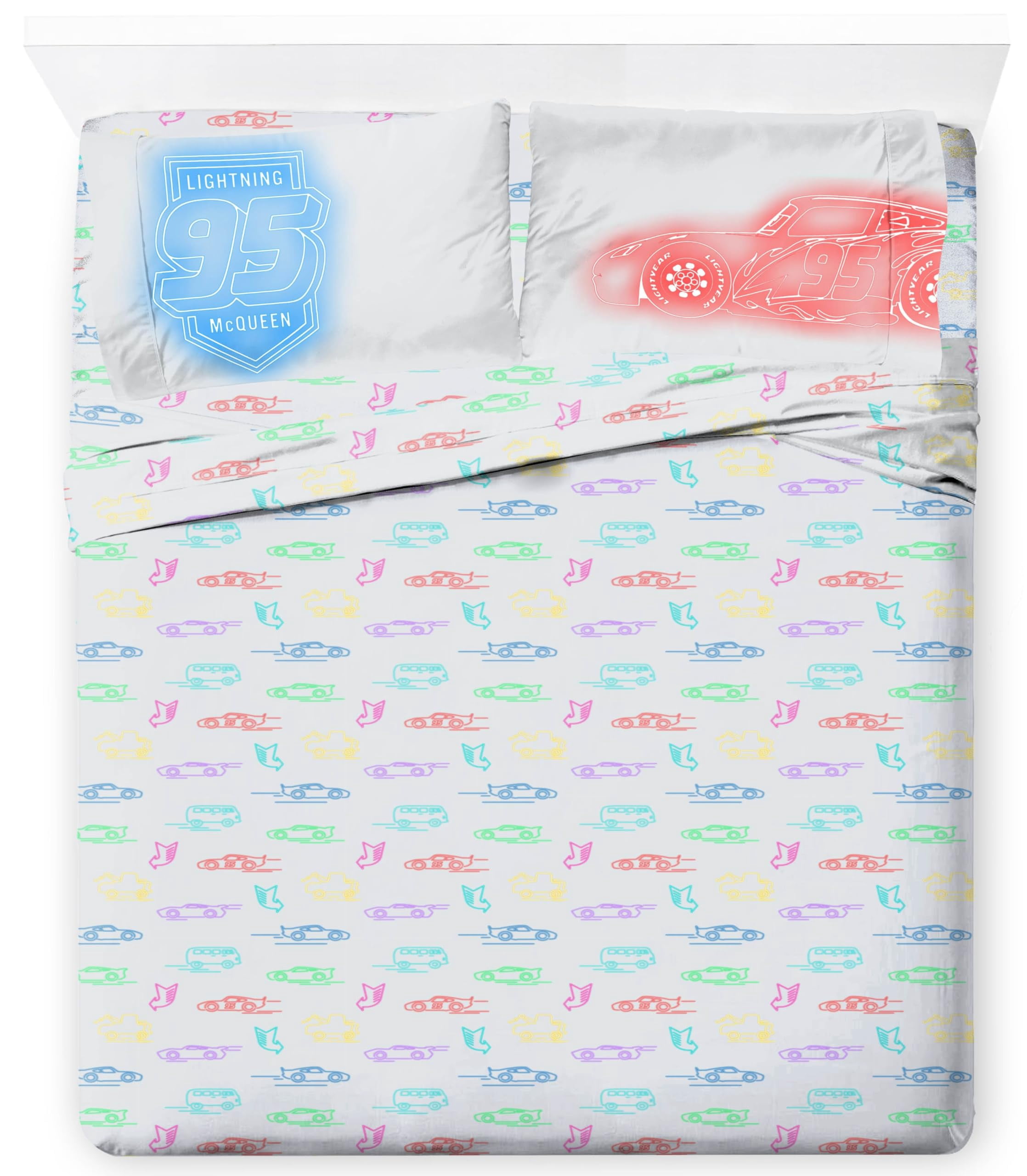 Jay Franco Kids Sheet Set with Fitted, Flat Sheets & Pillow Cover - Ultra-Soft Bedding with Pillowcase for Room Decor, Gray - Cars, 4 Piece Full