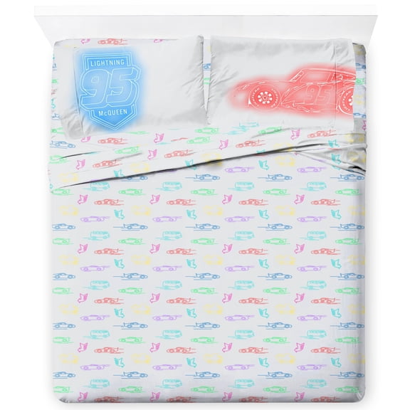 Jay Franco Kids Sheet Set with Fitted, Flat Sheets & Pillow Cover - Ultra-Soft Bedding with Pillowcase for Room Decor, Gray - Cars, 4 Piece Full