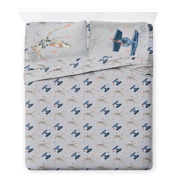 Jay Franco Kids Sheet Set with Fitted, Flat Sheets & Pillow Cover - Ultra-Soft Bedding with Pillowcase for Room Decor, Gray - LEGO, 4 Piece Queen