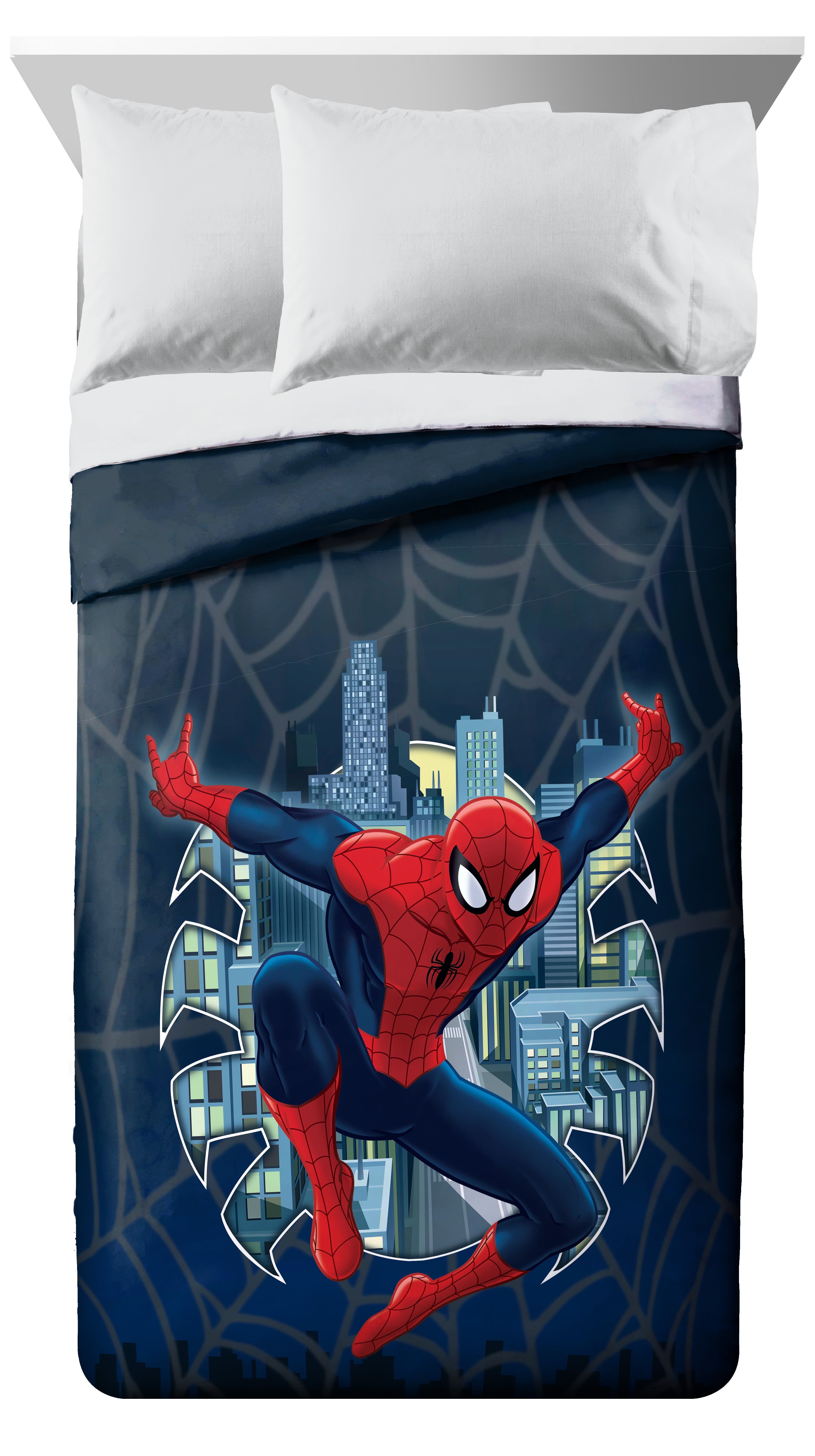 Marvel Spiderman Twin XL Size Bedding, Blue Reversible Comforter