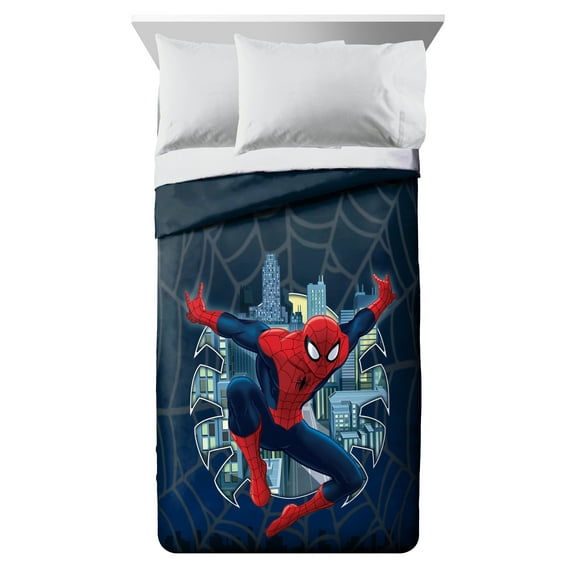 Jay Franco Marvel Spiderman Blue Reversible Microfiber Comforter, Twin XL