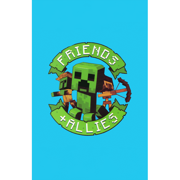 Jay Franco Minecraft Throw Blanket, Creeper Friends and Allies, 46 x 60 inches, Plush Polyester