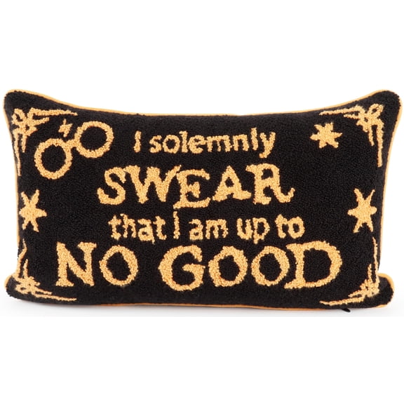 Jay Franco Needlepoint Decorative Pillow – 15 Inch Kids Ultra-Soft Stuffed Plushie & Cozy Throw Pillow, Official Licensed Product, Black - Harry Potter