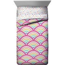 Jay Franco Rainbow Dream 5 Piece Full Bed Set, 100% Microfiber, Pink