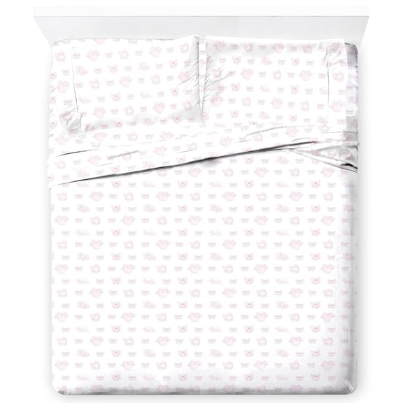 Jay Franco Sheet Set with Fitted, Flat Sheets & Pillow Cover - Ultra-Soft Bedding with Pillowcase for Room Decor, Multi - Hello Kitty, 4 Piece Queen