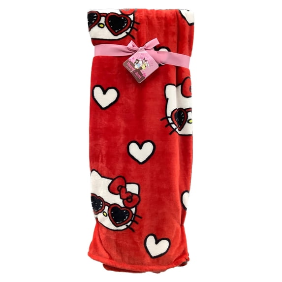 Jay Franco & Sons, Inc. Hello Kitty Blankets and Throws Red - Heart Shades, Throw 60"x70"