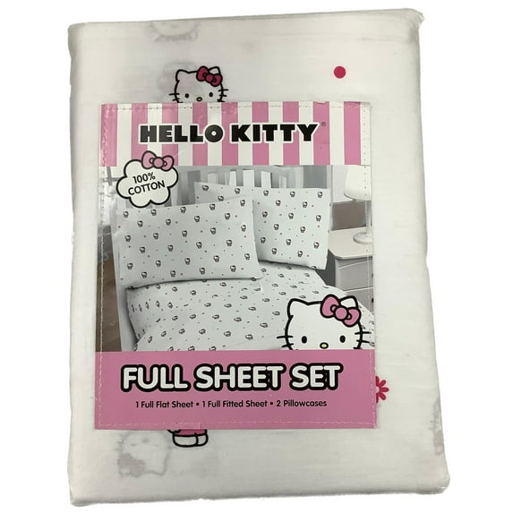 Jay Franco & Sons, Inc. Hello Kitty Cotton Sheet Set White - Daisies & Dots, Full