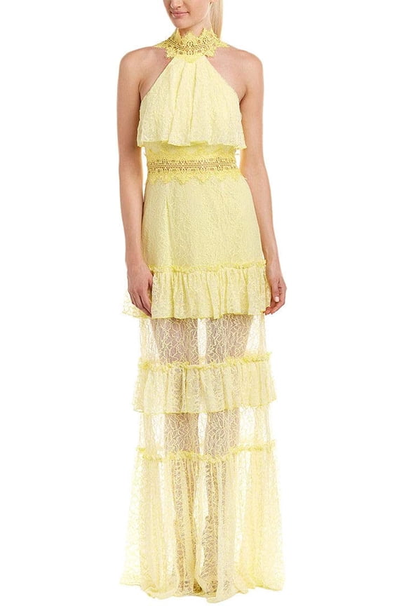 Tiered Ruffle Gown, Yellow - 6