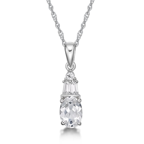 Jay Heart Designs 925 Sterling Silver Created White Sapphire Pendant with 18" Chain