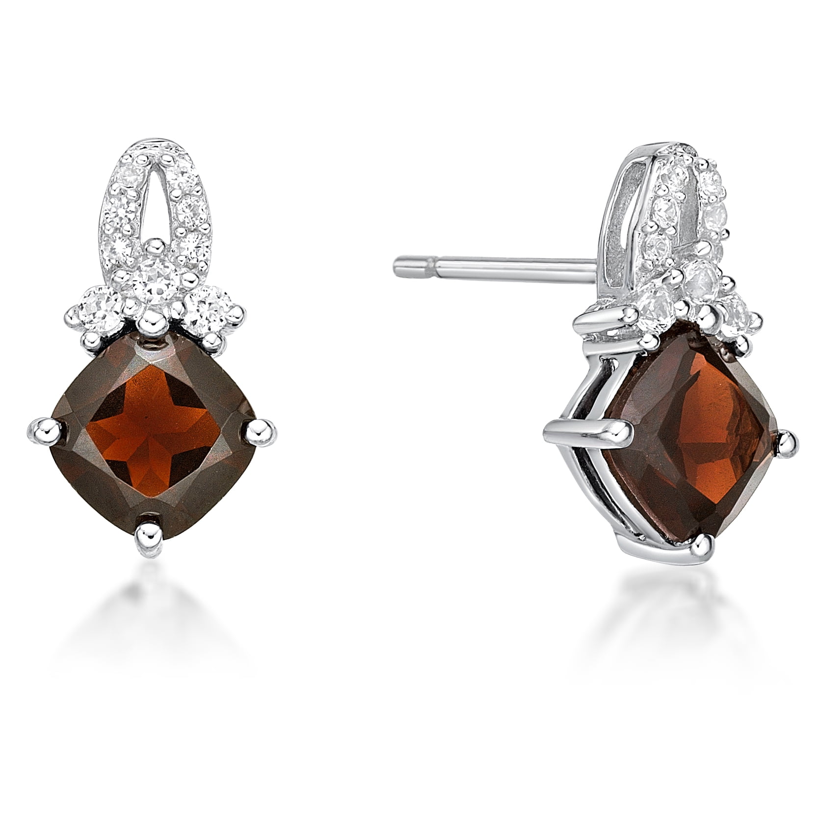 14k White Gold Diamond & Genuine Garnet Heart Stud Earrings 14k White Gold Diamond & Genuine Garnet Heart Stud Earrings