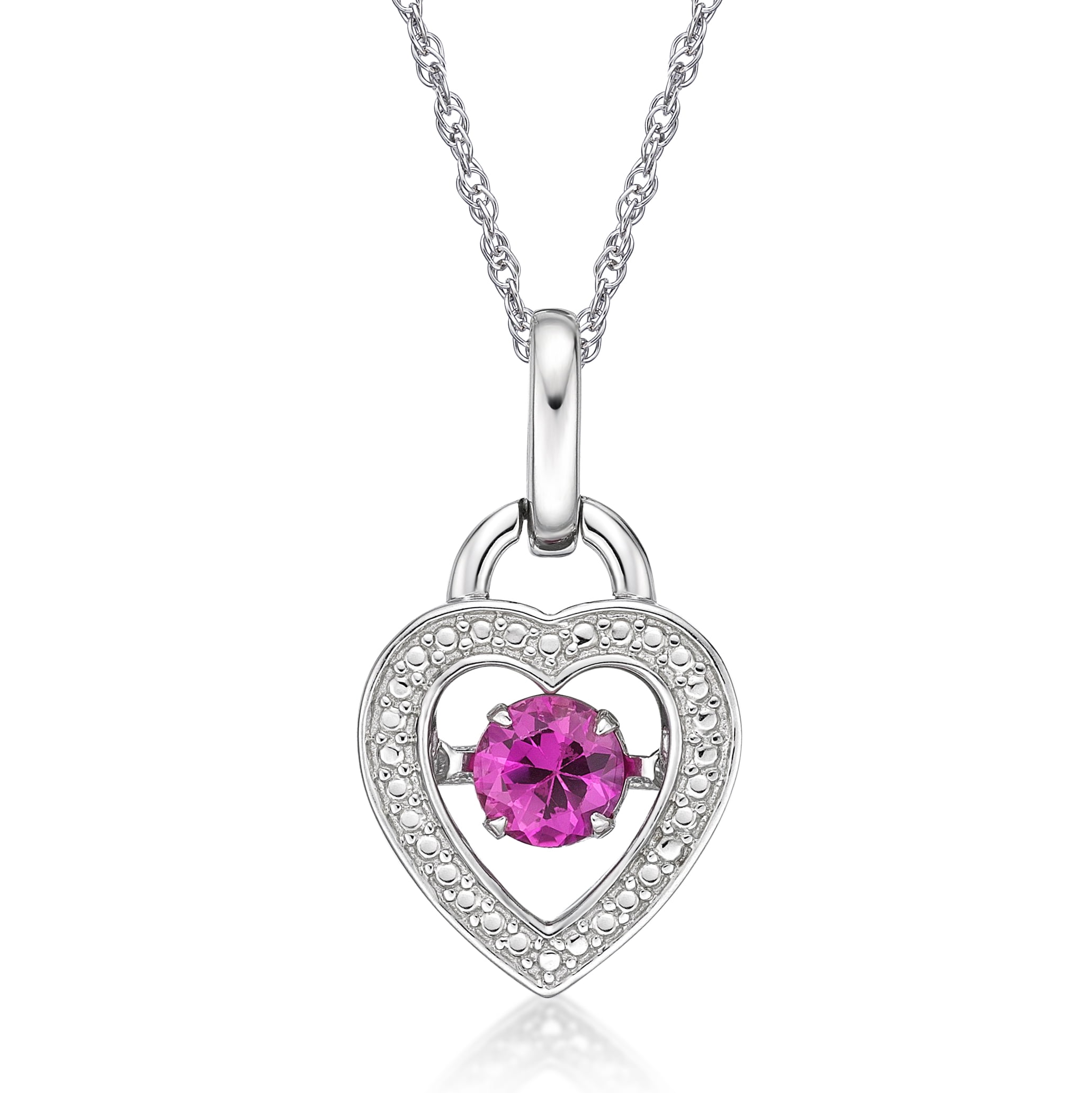 Jay Heart Designs 925 Sterling Silver Lab Created Pink Sapphire