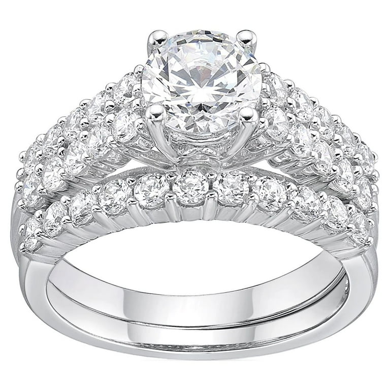 Sterling Silver & CZ Brilliant Embers Round Halo Ring Sterling Silver & CZ Brilliant Embers Round Halo Ring