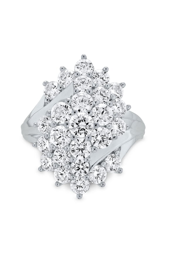 Jay Heart Designs 925 Sterling Silver Simulated White Diamond Cocktail Ring