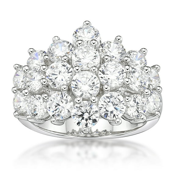 Jay Heart Designs 925 Sterling Silver Simulated White Diamond Cocktail Ring
