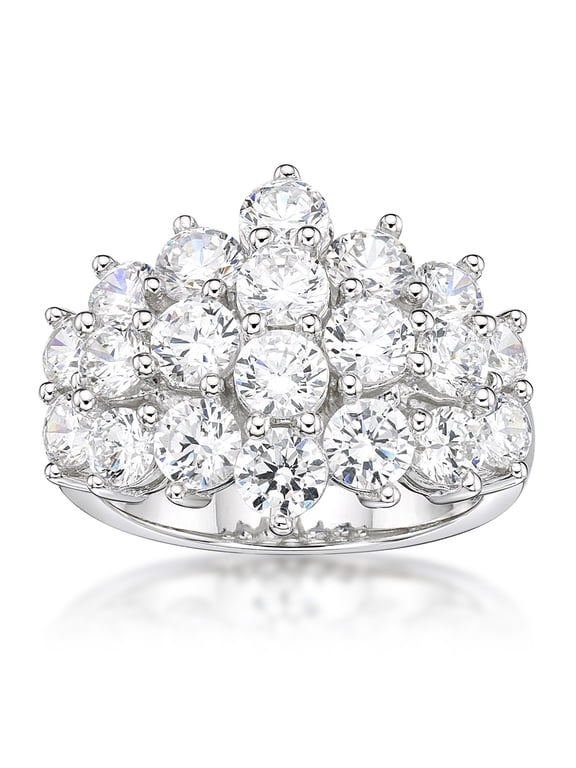 Jay Heart Designs 925 Sterling Silver Simulated White Diamond Cocktail Ring