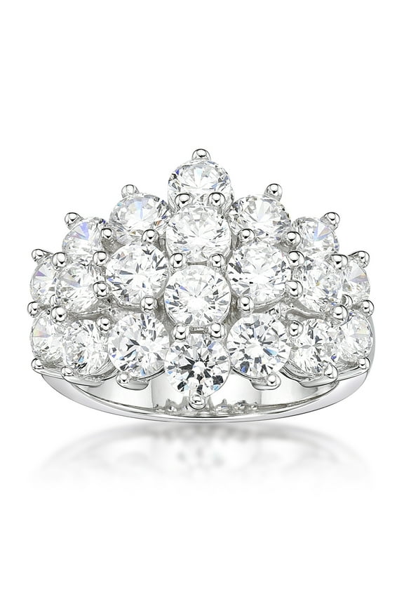 Jay Heart Designs 925 Sterling Silver Simulated White Diamond Cocktail Ring