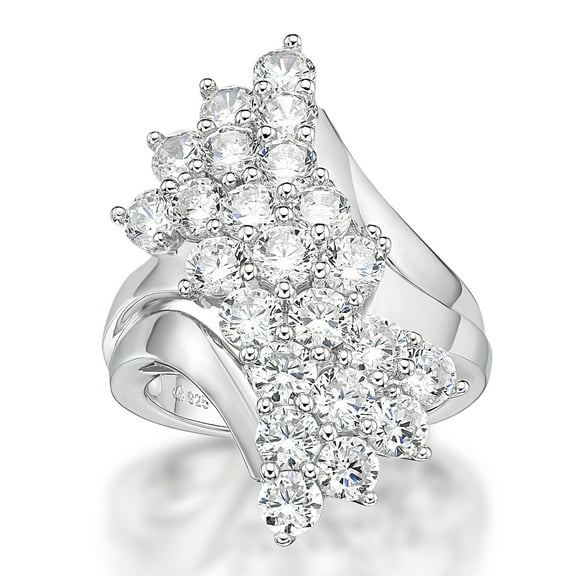 Jay Heart Designs 925 Sterling Silver Simulated White Diamond Cocktail Ring