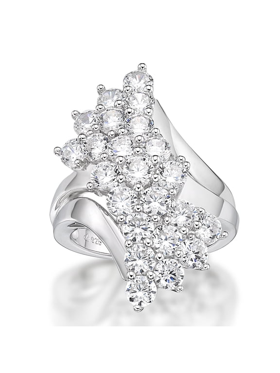 Jay Heart Designs 925 Sterling Silver Simulated White Diamond Cocktail Ring