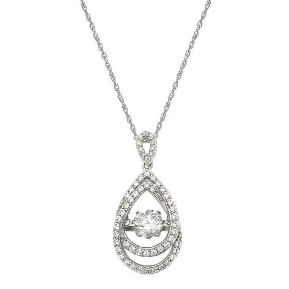 Jay Heart Designs 925 Sterling Silver Simulated White Diamond Dancing Drop Pendant
