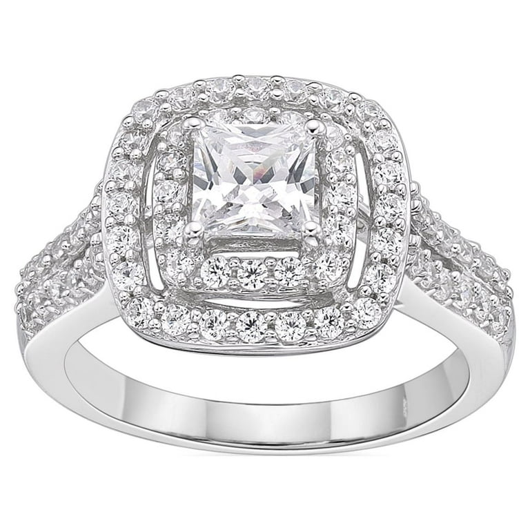 Sterling Silver Double White Diamond Heart Ring Sterling Silver Double White Diamond Heart Ring