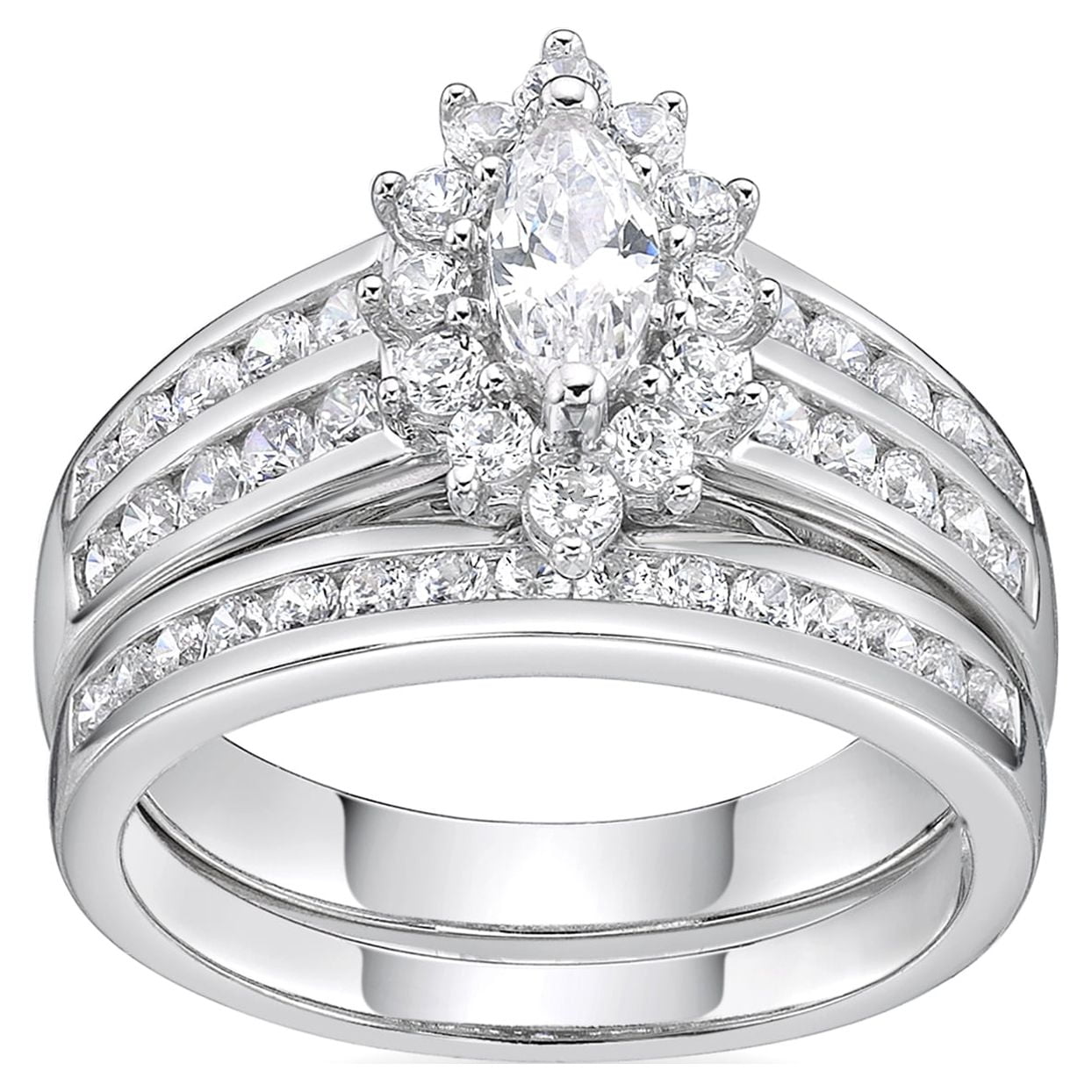 Marquise Halo Engagement Ring White Gold | Aura