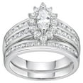 thumbnail image 1 of Jay Heart Designs 925 Sterling Silver Simulated White Diamond Marquise Bridal Engagement Ring Set, 1 of 2