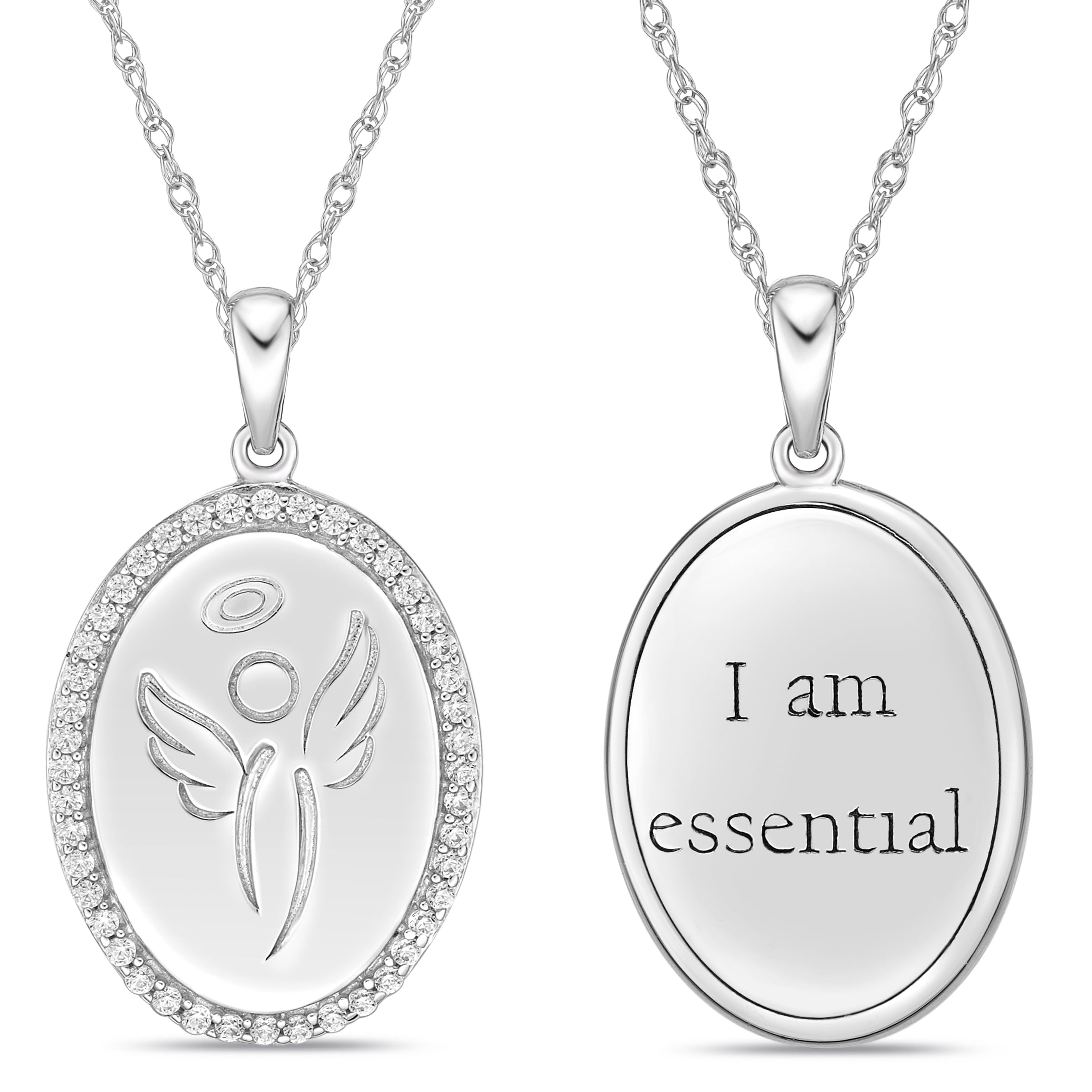 Jay Heart Designs 925 Sterling Silver Simulated White Diamond Pendant with 18" Chain
