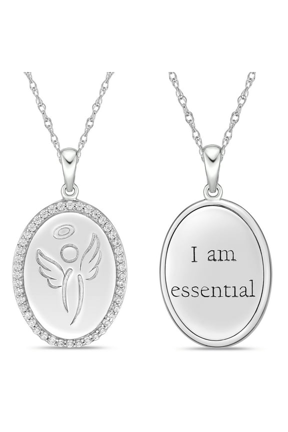 Jay Heart Designs 925 Sterling Silver Simulated White Diamond Pendant with 18" Chain