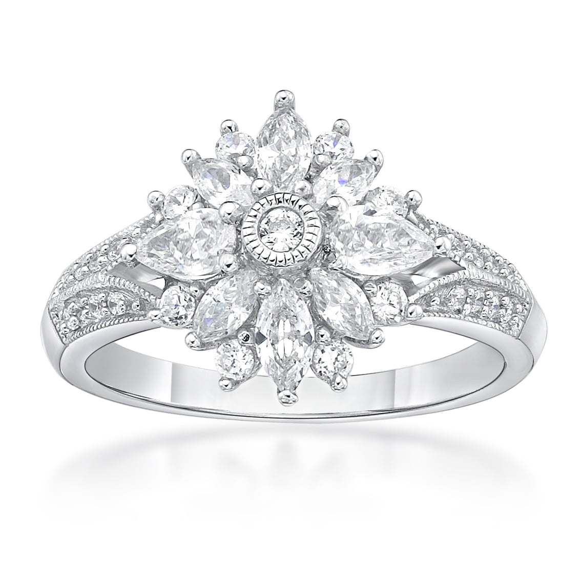 Jay Heart Designs 925 Sterling Silver Simulated White Diamond Ring