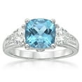 thumbnail image 1 of Jay Heart Designs 925 Sterling Silver Treated Blue Topaz with Simulated White Diamond Ring, 1 of 2