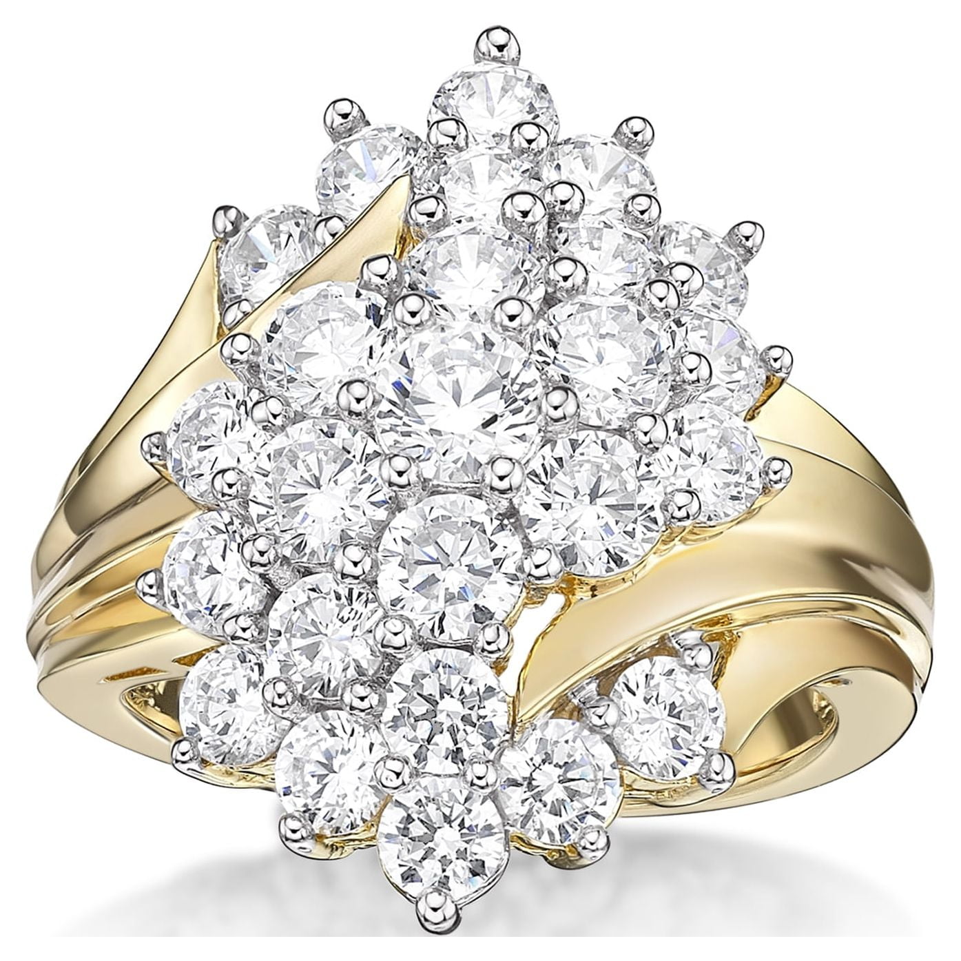 Diamond Cocktail Ring Ladies 10K Yellow Gold Round Cut Cluster Design 0.15  Tcw. - JFL Diamonds & Timepieces