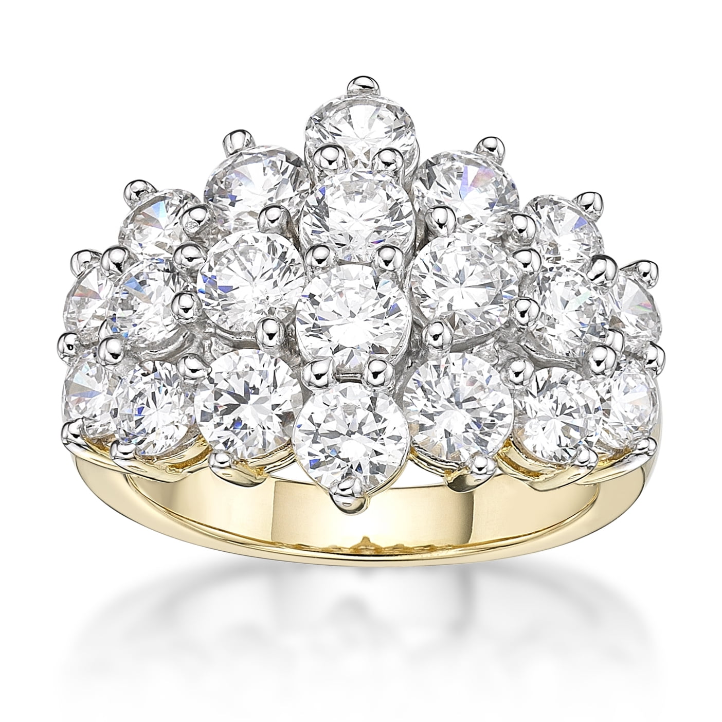 Jay Heart Designs 925 Sterling Silver with 14K Yellow Gold Plating Simulated White Diamond Cocktail Ring