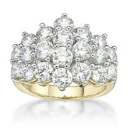 BRILLIANCE FINE JEWELRY Jay Heart Designs 925 Sterling Silver with 14K Yellow Gold Plating Simulated White Diamond Cocktail Ring