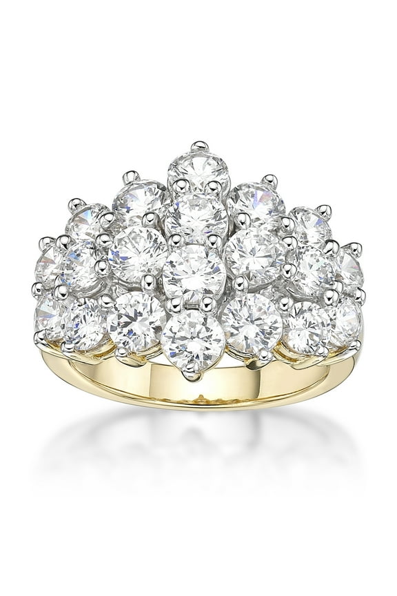 Jay Heart Designs 925 Sterling Silver with 14K Yellow Gold Plating Simulated White Diamond Cocktail Ring