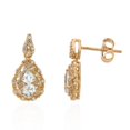 thumbnail image 1 of Jay Heart Designs 925 Sterling Silver with 14KP Gold Plated Aquamarine and Created White Sapphire Earrings, 1 of 1